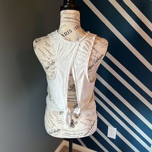 Lululemon All Tied Up Pima Cotton Split Back Tank Top in Heathered Ivory